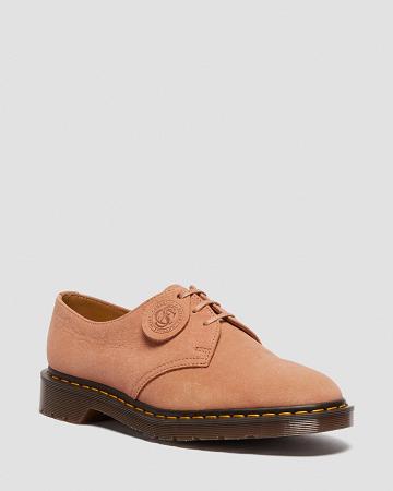 Pink Men's Dr Martens 1461 Made in England Nubuck Leather Oxfords Shoes | CA 596GSO